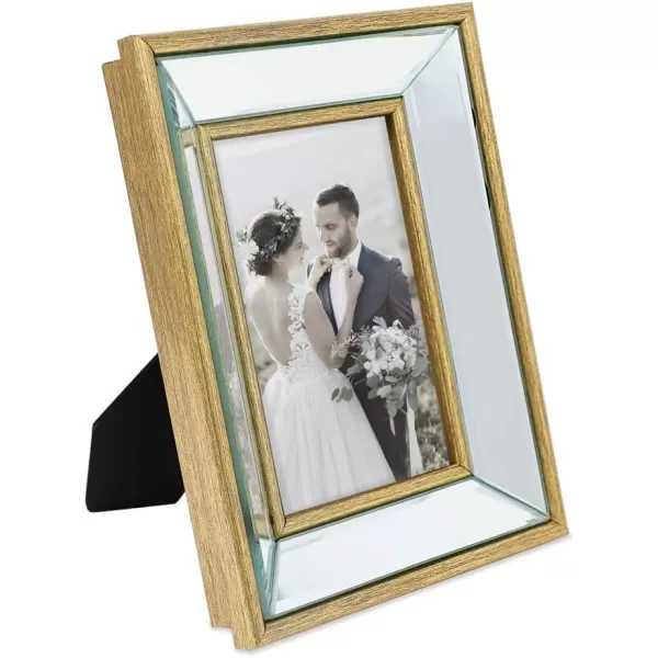 Laura Ashley 4x4 Silver Beveled Mirror Picture Frame, Classic Mirrored Frame with Deep Slanted Angle, Wall-Mountable, Made for Tabletop Display, Photo Gallery and Wall Art, 