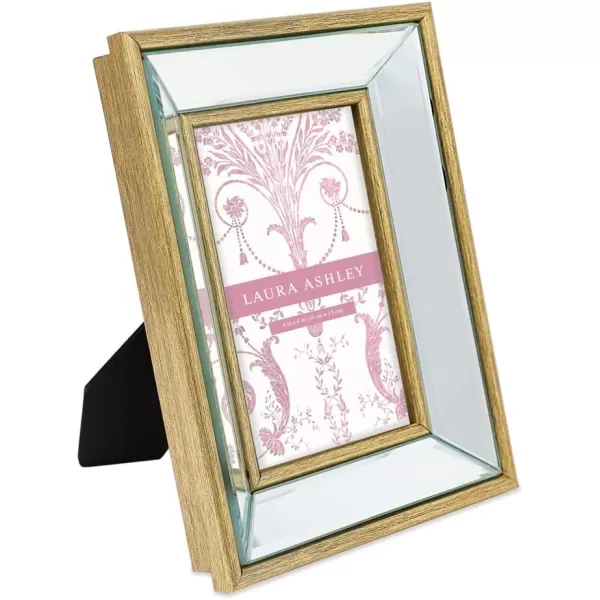 Laura Ashley 4x4 Silver Beveled Mirror Picture Frame, Classic Mirrored Frame with Deep Slanted Angle, Wall-Mountable, Made for Tabletop Display, Photo Gallery and Wall Art, 