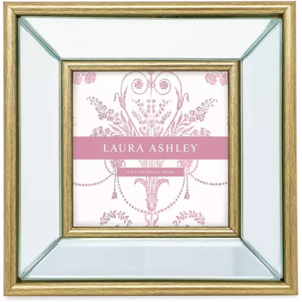 Laura Ashley 4x4 Silver Beveled Mirror Picture Frame, Classic Mirrored Frame with Deep Slanted Angle, Wall-Mountable, Made for Tabletop Display, Photo Gallery and Wall Art, 