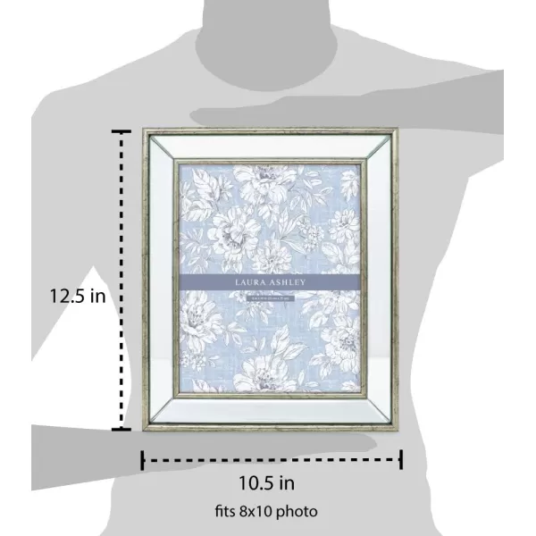 Laura Ashley 4x4 Silver Beveled Mirror Picture Frame, Classic Mirrored Frame with Deep Slanted Angle, Wall-Mountable, Made for Tabletop Display, Photo Gallery and Wall Art, 