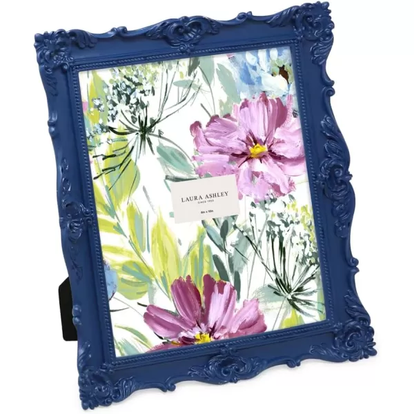 Laura Ashley 4x4 White Ornate Textured Hand-Crafted Resin Picture Frame with Easel &amp; Hook for Tabletop &amp; Wall Display, Decorative Floral Design Home Décor, Photo Gallery, Art, More 