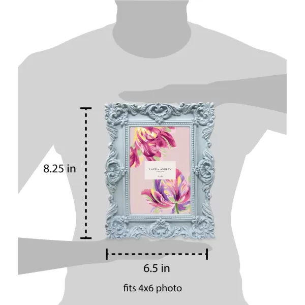 Laura Ashley 4x4 White Ornate Textured Hand-Crafted Resin Picture Frame with Easel &amp; Hook for Tabletop &amp; Wall Display, Decorative Floral Design Home Décor, Photo Gallery, Art, More 