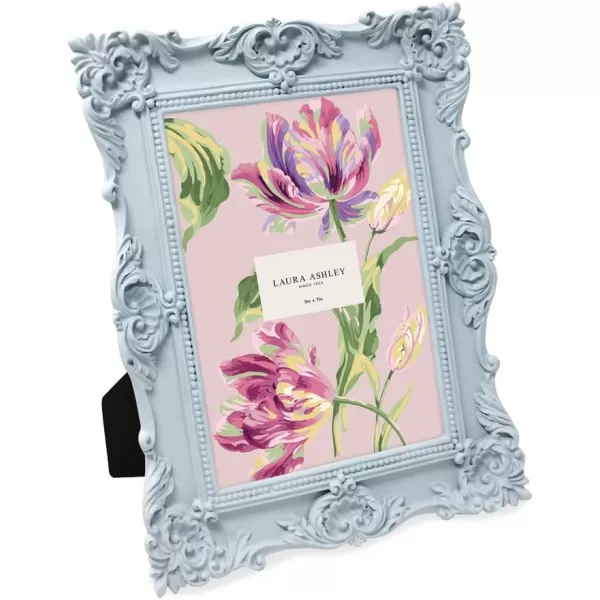 Laura Ashley 4x4 White Ornate Textured Hand-Crafted Resin Picture Frame with Easel &amp; Hook for Tabletop &amp; Wall Display, Decorative Floral Design Home Décor, Photo Gallery, Art, More 