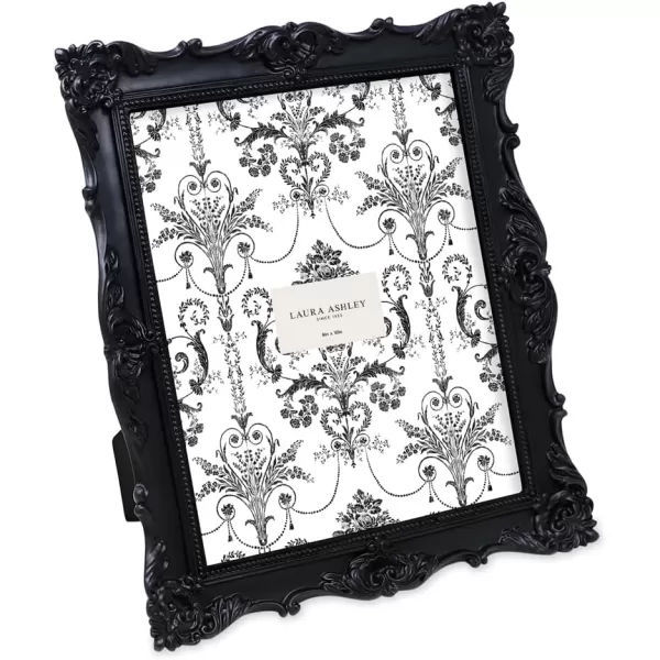 Laura Ashley 4x4 White Ornate Textured Hand-Crafted Resin Picture Frame with Easel &amp; Hook for Tabletop &amp; Wall Display, Decorative Floral Design Home Décor, Photo Gallery, Art, More 