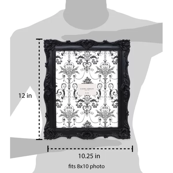 Laura Ashley 4x4 White Ornate Textured Hand-Crafted Resin Picture Frame with Easel &amp; Hook for Tabletop &amp; Wall Display, Decorative Floral Design Home Décor, Photo Gallery, Art, More 