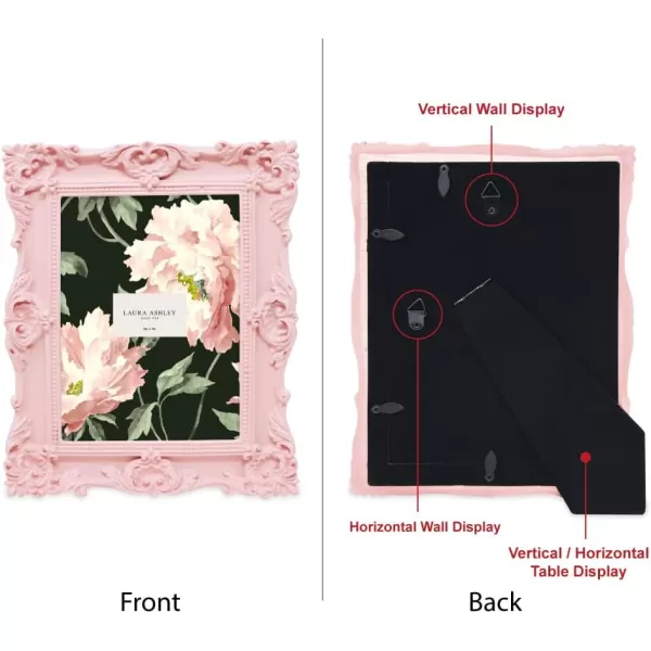 Laura Ashley 4x4 White Ornate Textured Hand-Crafted Resin Picture Frame with Easel &amp; Hook for Tabletop &amp; Wall Display, Decorative Floral Design Home Décor, Photo Gallery, Art, More 