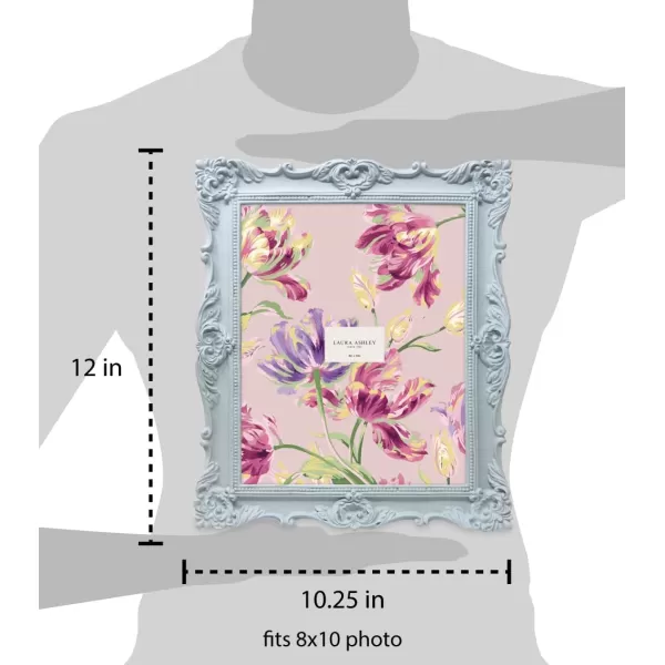 Laura Ashley 4x4 White Ornate Textured Hand-Crafted Resin Picture Frame with Easel &amp; Hook for Tabletop &amp; Wall Display, Decorative Floral Design Home Décor, Photo Gallery, Art, More 