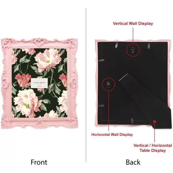 Laura Ashley 4x4 White Ornate Textured Hand-Crafted Resin Picture Frame with Easel &amp; Hook for Tabletop &amp; Wall Display, Decorative Floral Design Home Décor, Photo Gallery, Art, More 