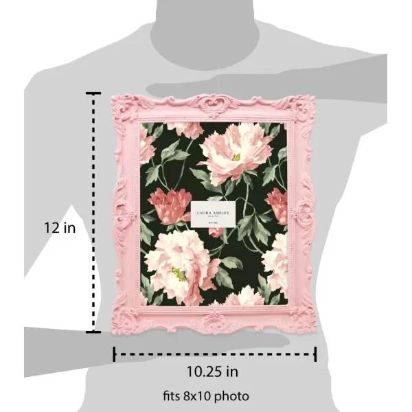 Laura Ashley 4x4 White Ornate Textured Hand-Crafted Resin Picture Frame with Easel &amp; Hook for Tabletop &amp; Wall Display, Decorative Floral Design Home Décor, Photo Gallery, Art, More 