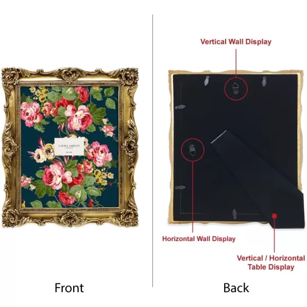 Laura Ashley 4x4 White Ornate Textured Hand-Crafted Resin Picture Frame with Easel &amp; Hook for Tabletop &amp; Wall Display, Decorative Floral Design Home Décor, Photo Gallery, Art, More 