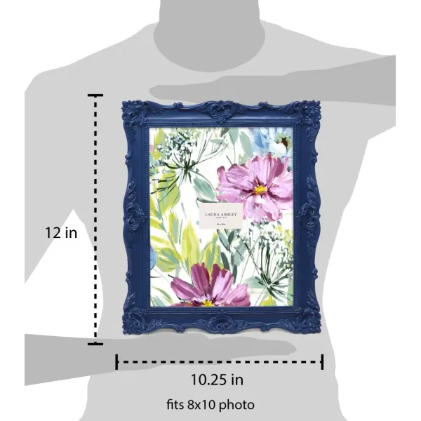 Laura Ashley 4x4 White Ornate Textured Hand-Crafted Resin Picture Frame with Easel &amp; Hook for Tabletop &amp; Wall Display, Decorative Floral Design Home Décor, Photo Gallery, Art, More 