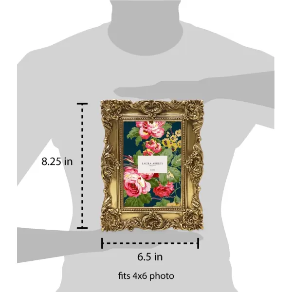Laura Ashley 4x4 White Ornate Textured Hand-Crafted Resin Picture Frame with Easel &amp; Hook for Tabletop &amp; Wall Display, Decorative Floral Design Home Décor, Photo Gallery, Art, More 