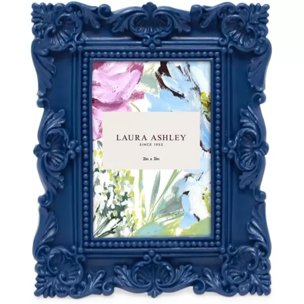 Laura Ashley 4x4 White Ornate Textured Hand-Crafted Resin Picture Frame with Easel &amp; Hook for Tabletop &amp; Wall Display, Decorative Floral Design Home Décor, Photo Gallery, Art, More 