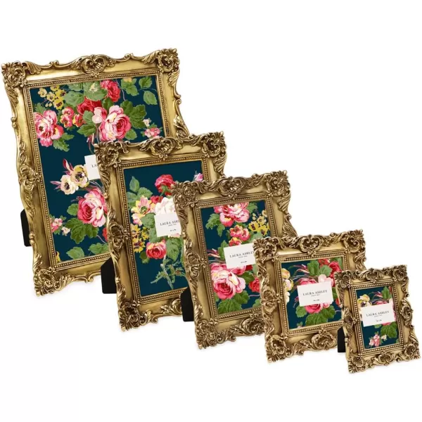 Laura Ashley 4x4 White Ornate Textured Hand-Crafted Resin Picture Frame with Easel &amp; Hook for Tabletop &amp; Wall Display, Decorative Floral Design Home Décor, Photo Gallery, Art, More 