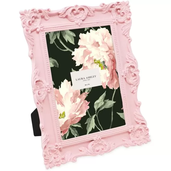 Laura Ashley 4x4 White Ornate Textured Hand-Crafted Resin Picture Frame with Easel &amp; Hook for Tabletop &amp; Wall Display, Decorative Floral Design Home Décor, Photo Gallery, Art, More 