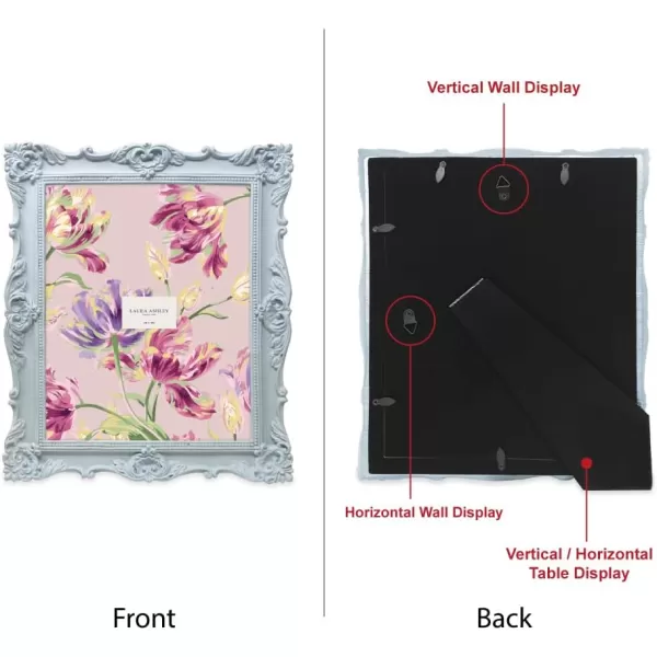 Laura Ashley 4x4 White Ornate Textured Hand-Crafted Resin Picture Frame with Easel &amp; Hook for Tabletop &amp; Wall Display, Decorative Floral Design Home Décor, Photo Gallery, Art, More 