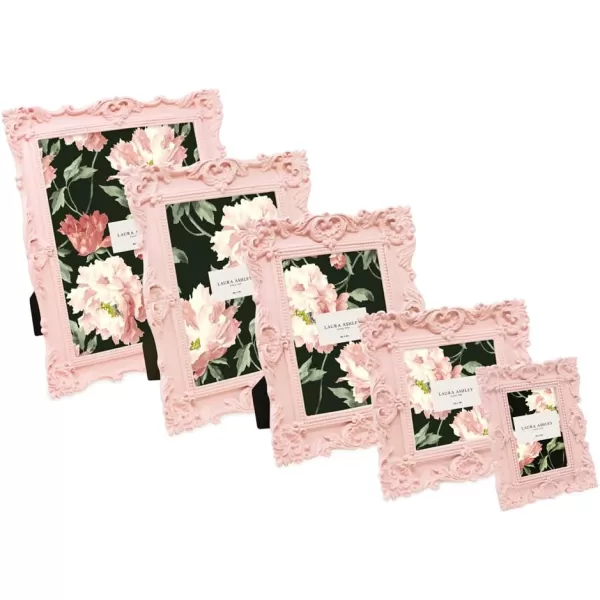 Laura Ashley 4x4 White Ornate Textured Hand-Crafted Resin Picture Frame with Easel &amp; Hook for Tabletop &amp; Wall Display, Decorative Floral Design Home Décor, Photo Gallery, Art, More 