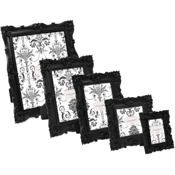 Laura Ashley 4x4 White Ornate Textured Hand-Crafted Resin Picture Frame with Easel &amp; Hook for Tabletop &amp; Wall Display, Decorative Floral Design Home Décor, Photo Gallery, Art, More 