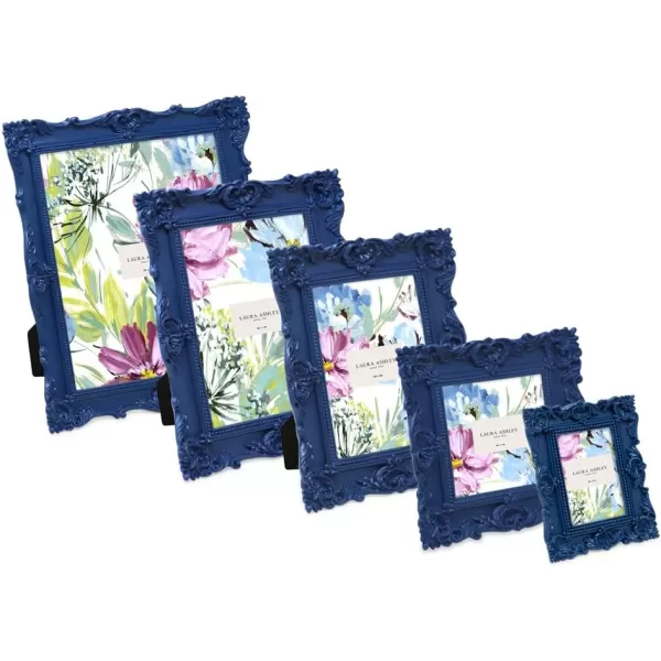 Laura Ashley 4x4 White Ornate Textured Hand-Crafted Resin Picture Frame with Easel &amp; Hook for Tabletop &amp; Wall Display, Decorative Floral Design Home Décor, Photo Gallery, Art, More 