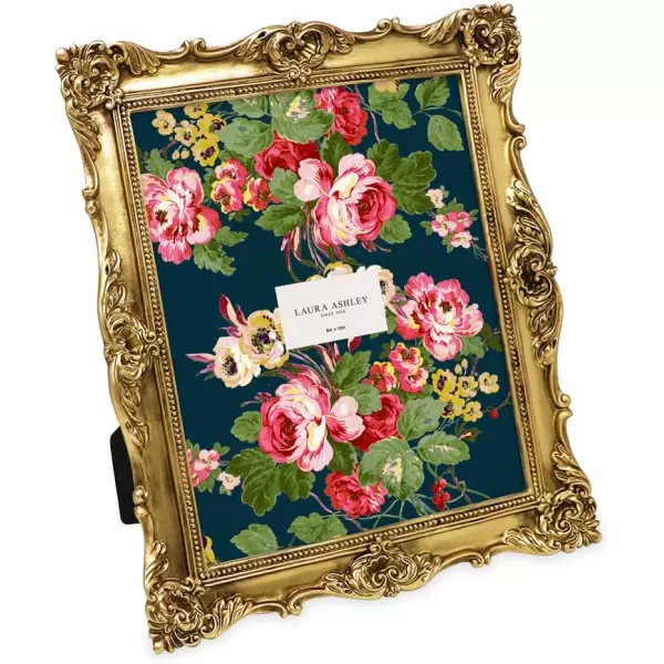 Laura Ashley 4x4 White Ornate Textured Hand-Crafted Resin Picture Frame with Easel &amp; Hook for Tabletop &amp; Wall Display, Decorative Floral Design Home Décor, Photo Gallery, Art, More 
