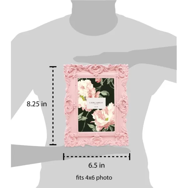 Laura Ashley 4x4 White Ornate Textured Hand-Crafted Resin Picture Frame with Easel &amp; Hook for Tabletop &amp; Wall Display, Decorative Floral Design Home Décor, Photo Gallery, Art, More 