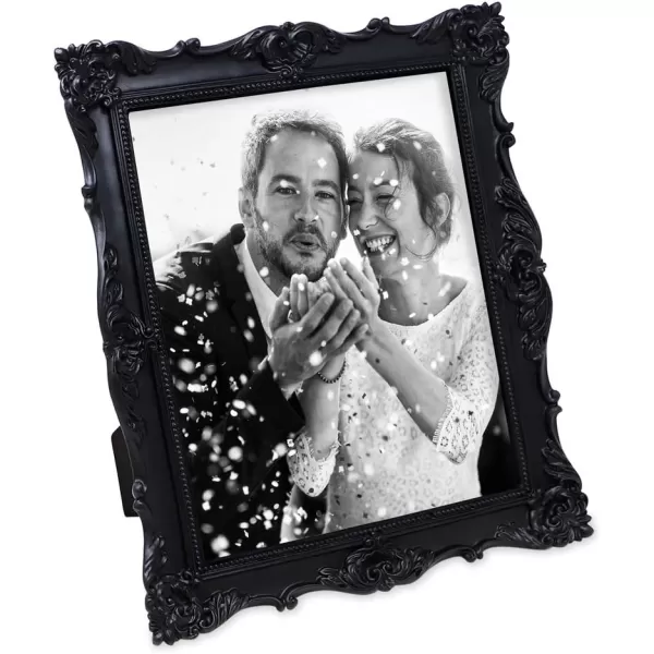 Laura Ashley 4x4 White Ornate Textured Hand-Crafted Resin Picture Frame with Easel &amp; Hook for Tabletop &amp; Wall Display, Decorative Floral Design Home Décor, Photo Gallery, Art, More 
