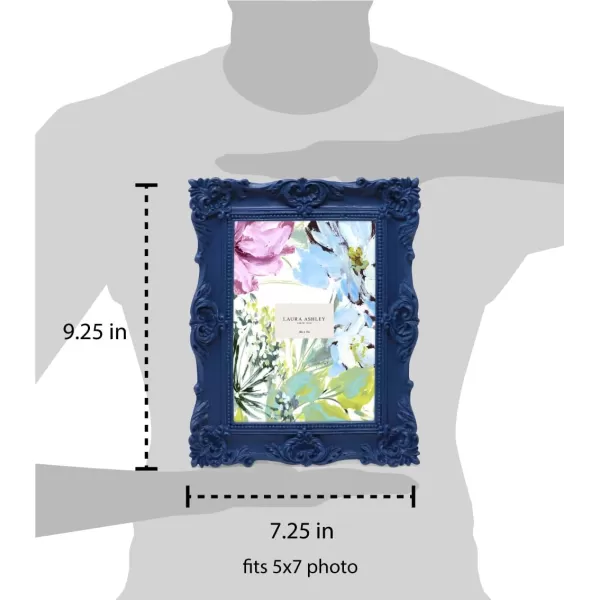 Laura Ashley 4x4 White Ornate Textured Hand-Crafted Resin Picture Frame with Easel &amp; Hook for Tabletop &amp; Wall Display, Decorative Floral Design Home Décor, Photo Gallery, Art, More 