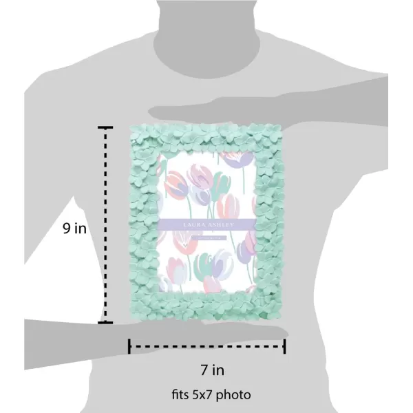 Laura Ashley 4x6 Mint Green Flower Textured Hand-Crafted Resin Picture Frame w/Easel &amp; Hook for Tabletop &amp; Wall Display, Decorative Floral Design Home Décor, Photo Gallery, Art 