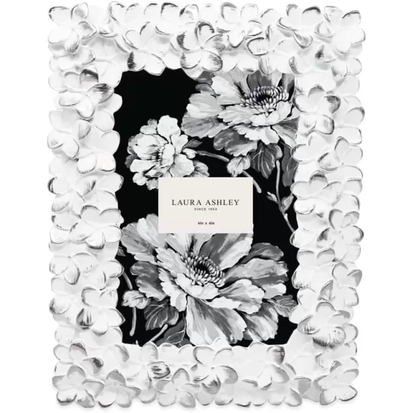 Laura Ashley 4x6 Mint Green Flower Textured Hand-Crafted Resin Picture Frame w/Easel &amp; Hook for Tabletop &amp; Wall Display, Decorative Floral Design Home Décor, Photo Gallery, Art 