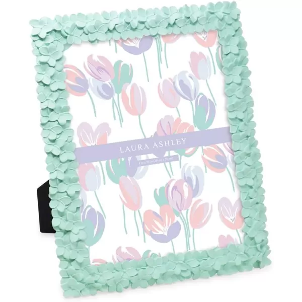 Laura Ashley 4x6 Mint Green Flower Textured Hand-Crafted Resin Picture Frame w/Easel &amp; Hook for Tabletop &amp; Wall Display, Decorative Floral Design Home Décor, Photo Gallery, Art 