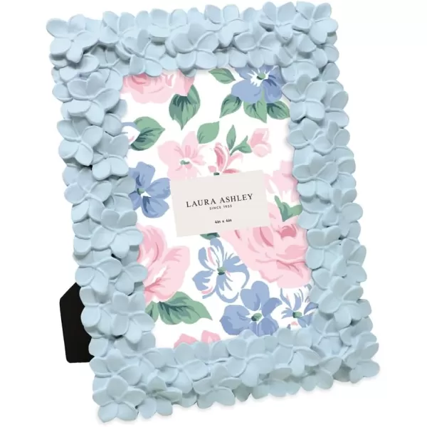 Laura Ashley 4x6 Mint Green Flower Textured Hand-Crafted Resin Picture Frame w/Easel &amp; Hook for Tabletop &amp; Wall Display, Decorative Floral Design Home Décor, Photo Gallery, Art 