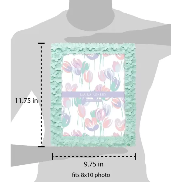 Laura Ashley 4x6 Mint Green Flower Textured Hand-Crafted Resin Picture Frame w/Easel &amp; Hook for Tabletop &amp; Wall Display, Decorative Floral Design Home Décor, Photo Gallery, Art 