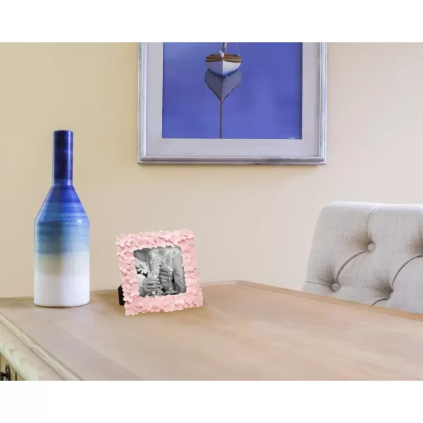 Laura Ashley 4x6 Mint Green Flower Textured Hand-Crafted Resin Picture Frame w/Easel &amp; Hook for Tabletop &amp; Wall Display, Decorative Floral Design Home Décor, Photo Gallery, Art 