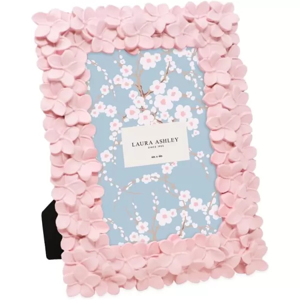 Laura Ashley 4x6 Mint Green Flower Textured Hand-Crafted Resin Picture Frame w/Easel &amp; Hook for Tabletop &amp; Wall Display, Decorative Floral Design Home Décor, Photo Gallery, Art 
