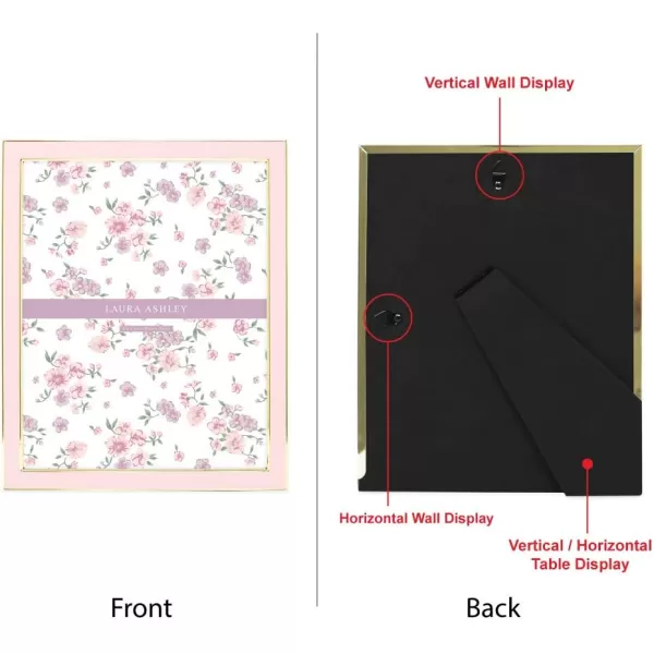 Laura Ashley 8x10 White Enamel Picture Frame, Silver Metal Edge with Easel, for Countertop, Counterspace, Tabletop Display, Bookshelf, Desk, Wall Décor, Photo Gallery