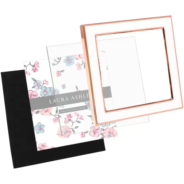 Laura Ashley 8x10 White Enamel Picture Frame, Silver Metal Edge with Easel, for Countertop, Counterspace, Tabletop Display, Bookshelf, Desk, Wall Décor, Photo Gallery