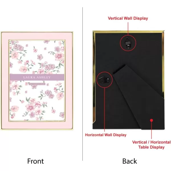 Laura Ashley 8x10 White Enamel Picture Frame, Silver Metal Edge with Easel, for Countertop, Counterspace, Tabletop Display, Bookshelf, Desk, Wall Décor, Photo Gallery