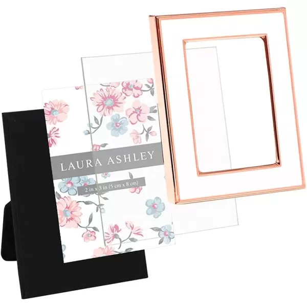 Laura Ashley 8x10 White Enamel Picture Frame, Silver Metal Edge with Easel, for Countertop, Counterspace, Tabletop Display, Bookshelf, Desk, Wall Décor, Photo Gallery