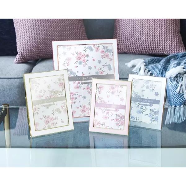 Laura Ashley 8x10 White Enamel Picture Frame, Silver Metal Edge with Easel, for Countertop, Counterspace, Tabletop Display, Bookshelf, Desk, Wall Décor, Photo Gallery