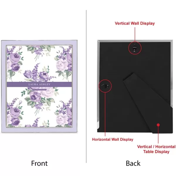 Laura Ashley 8x10 White Enamel Picture Frame, Silver Metal Edge with Easel, for Countertop, Counterspace, Tabletop Display, Bookshelf, Desk, Wall Décor, Photo Gallery