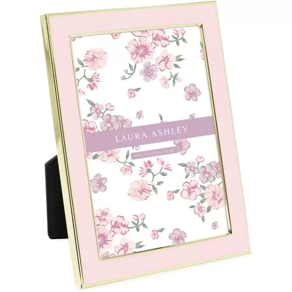 Laura Ashley 8x10 White Enamel Picture Frame, Silver Metal Edge with Easel, for Countertop, Counterspace, Tabletop Display, Bookshelf, Desk, Wall Décor, Photo Gallery