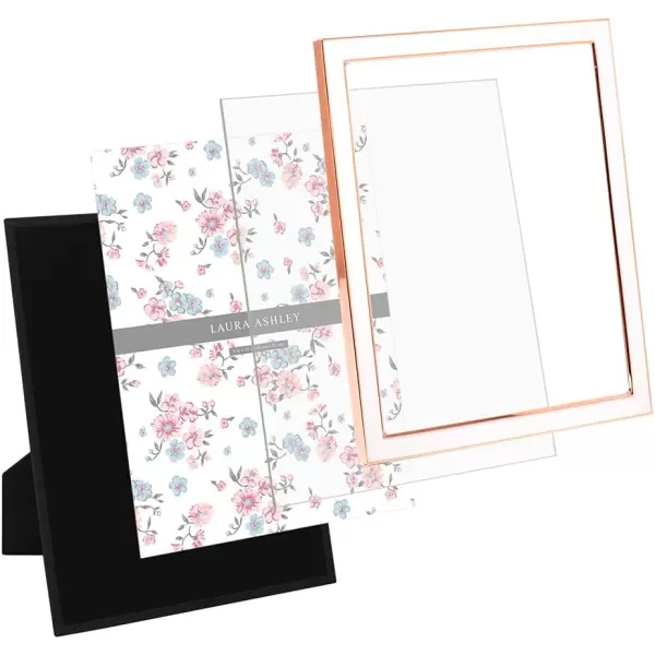 Laura Ashley 8x10 White Enamel Picture Frame, Silver Metal Edge with Easel, for Countertop, Counterspace, Tabletop Display, Bookshelf, Desk, Wall Décor, Photo Gallery