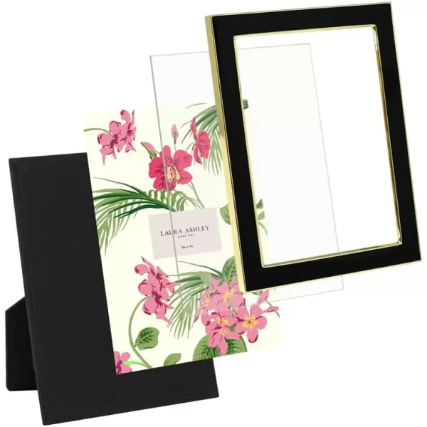 Laura Ashley 8x10 White Enamel Picture Frame, Silver Metal Edge with Easel, for Countertop, Counterspace, Tabletop Display, Bookshelf, Desk, Wall Décor, Photo Gallery