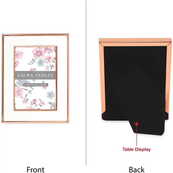 Laura Ashley 8x10 White Enamel Picture Frame, Silver Metal Edge with Easel, for Countertop, Counterspace, Tabletop Display, Bookshelf, Desk, Wall Décor, Photo Gallery