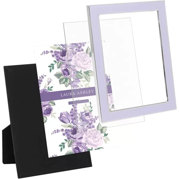 Laura Ashley 8x10 White Enamel Picture Frame, Silver Metal Edge with Easel, for Countertop, Counterspace, Tabletop Display, Bookshelf, Desk, Wall Décor, Photo Gallery