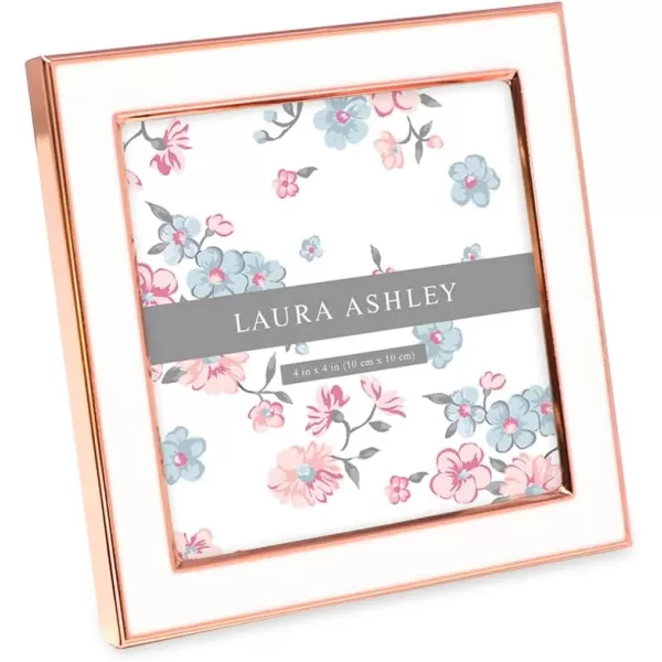 Laura Ashley 8x10 White Enamel Picture Frame, Silver Metal Edge with Easel, for Countertop, Counterspace, Tabletop Display, Bookshelf, Desk, Wall Décor, Photo Gallery