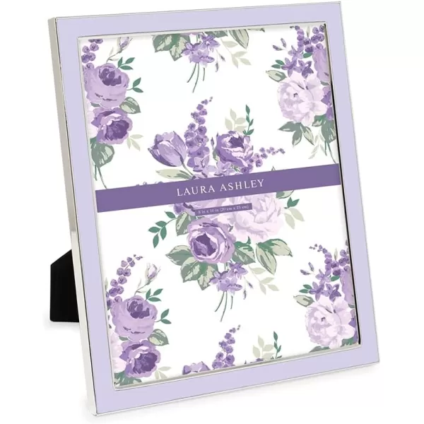 Laura Ashley 8x10 White Enamel Picture Frame, Silver Metal Edge with Easel, for Countertop, Counterspace, Tabletop Display, Bookshelf, Desk, Wall Décor, Photo Gallery
