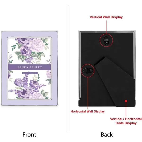 Laura Ashley 8x10 White Enamel Picture Frame, Silver Metal Edge with Easel, for Countertop, Counterspace, Tabletop Display, Bookshelf, Desk, Wall Décor, Photo Gallery