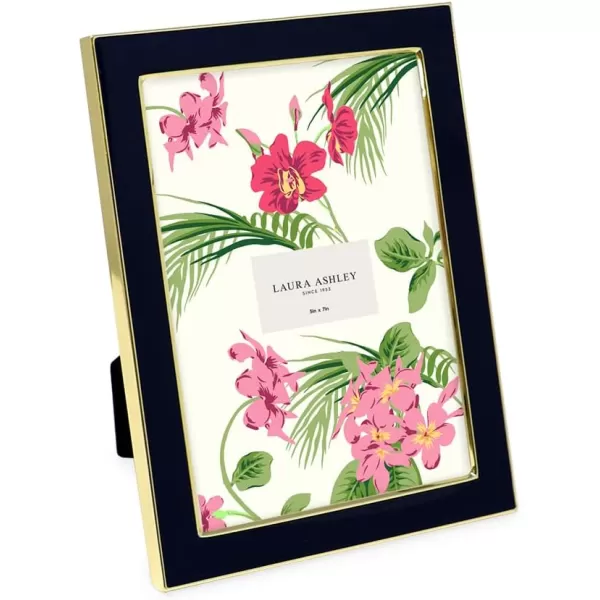 Laura Ashley 8x10 White Enamel Picture Frame, Silver Metal Edge with Easel, for Countertop, Counterspace, Tabletop Display, Bookshelf, Desk, Wall Décor, Photo Gallery
