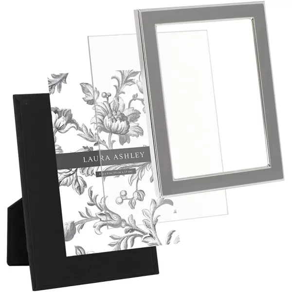 Laura Ashley 8x10 White Enamel Picture Frame, Silver Metal Edge with Easel, for Countertop, Counterspace, Tabletop Display, Bookshelf, Desk, Wall Décor, Photo Gallery